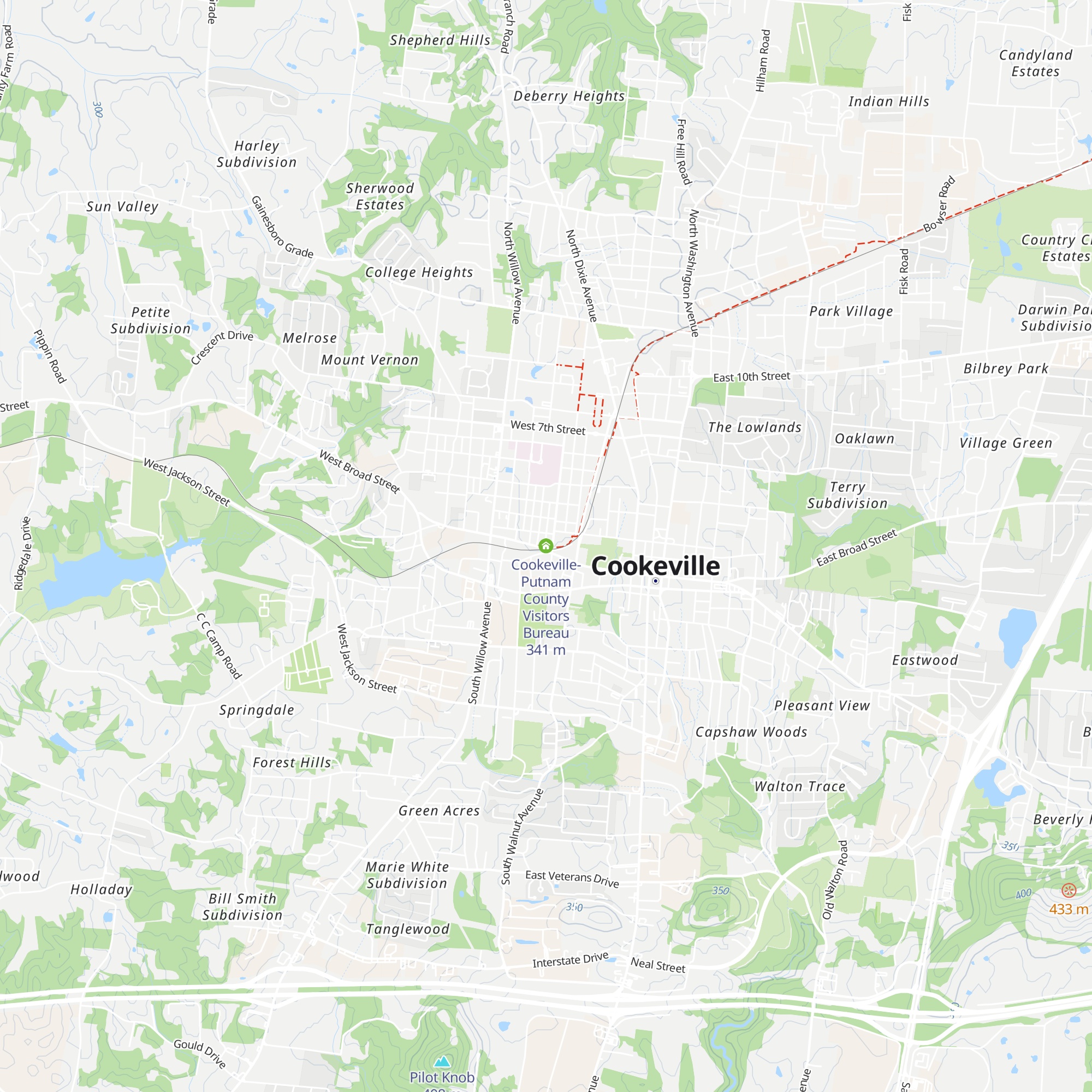 Cookeville-Putnam County Visitors Bureau map