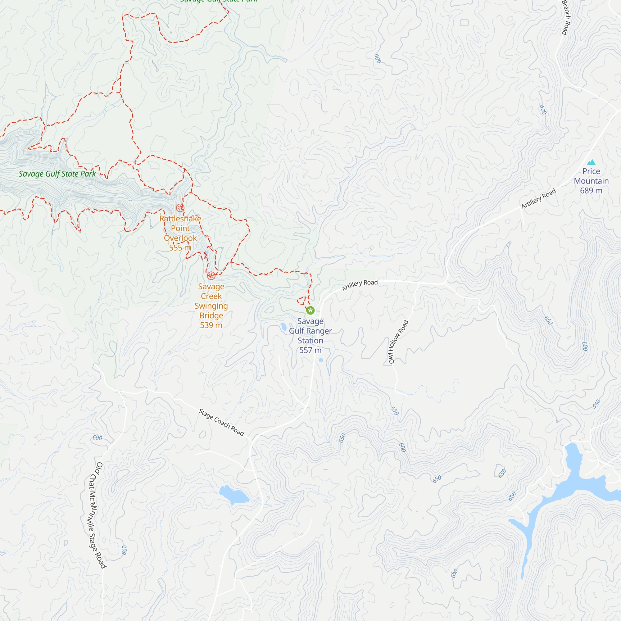 Savage Gulf Ranger Station map