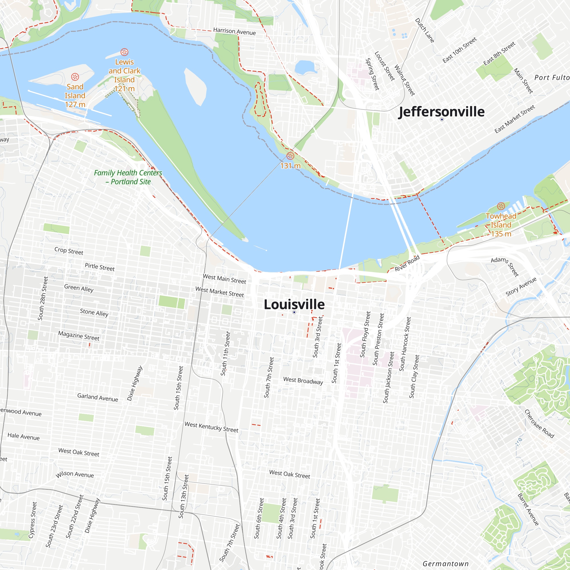 Louisville Kentucky Visitors Center map