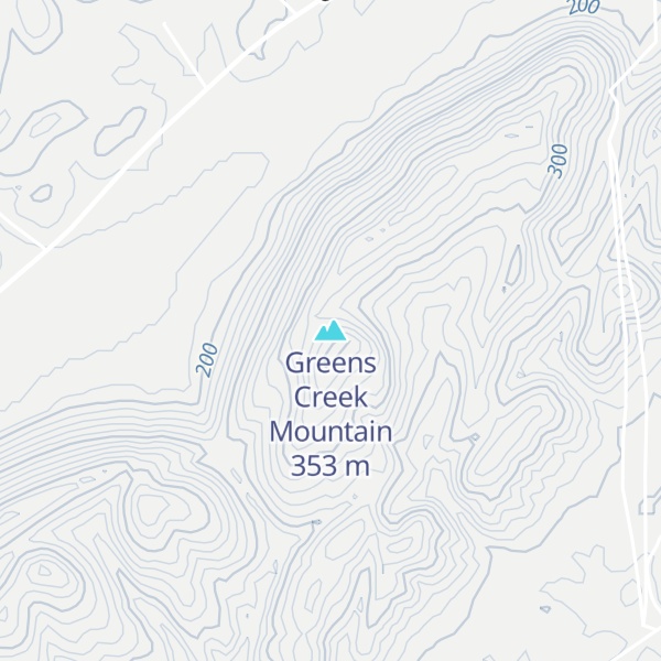 Map of Greens Creek Mountain