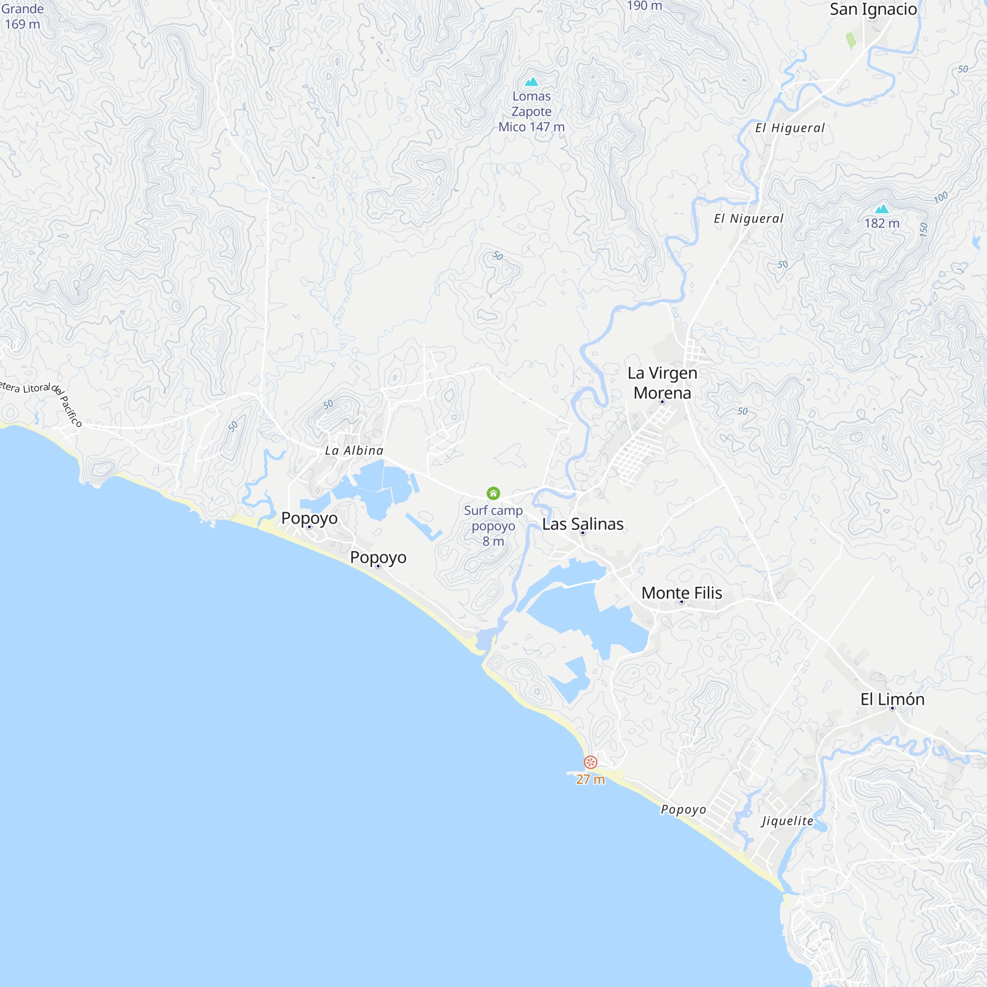 Surf camp popoyo map
