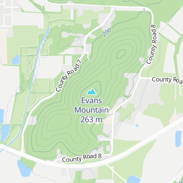 Map of Evans Mountain