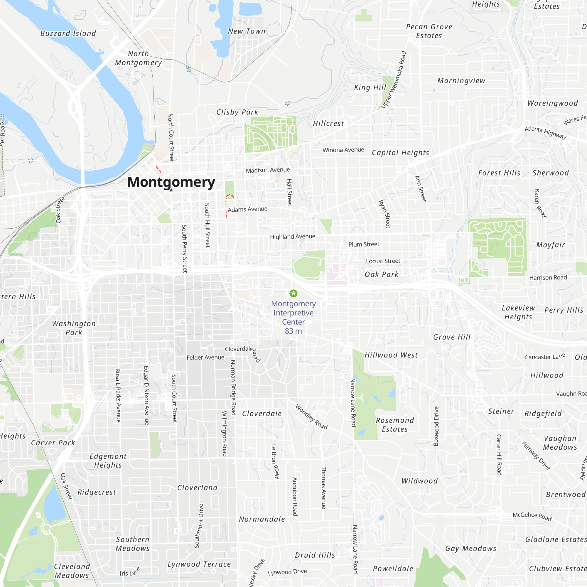 Montgomery Interpretive Center map