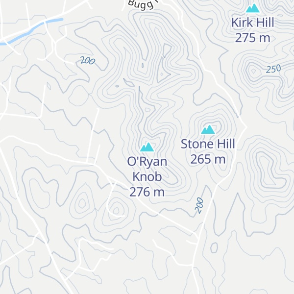 Map of O'Ryan Knob