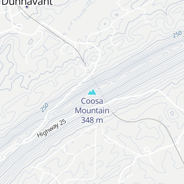 Map of Coosa Mountain