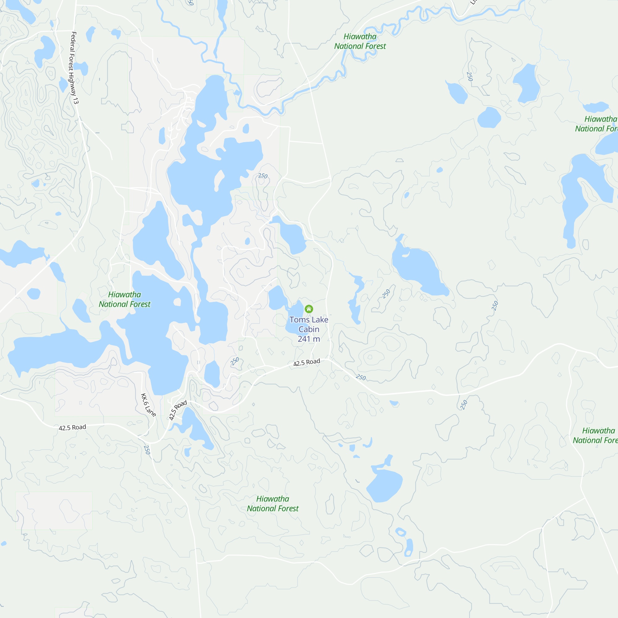 Toms Lake Cabin map