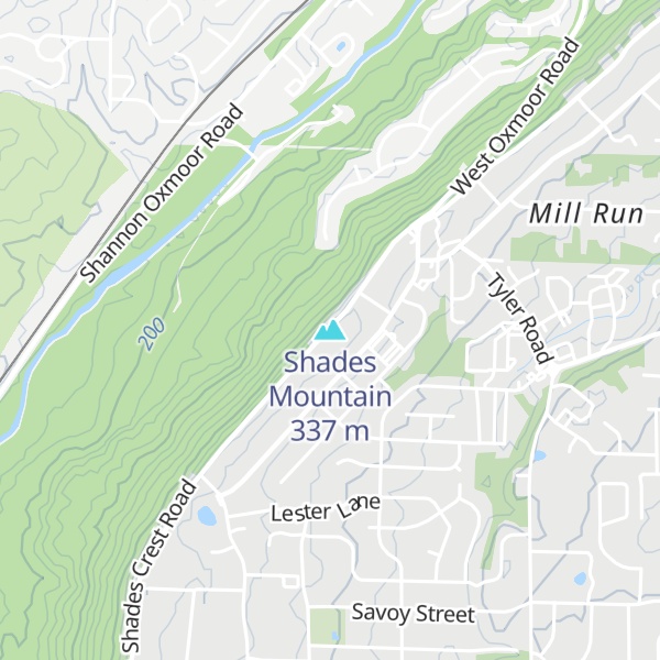 Map of Shades Mountain