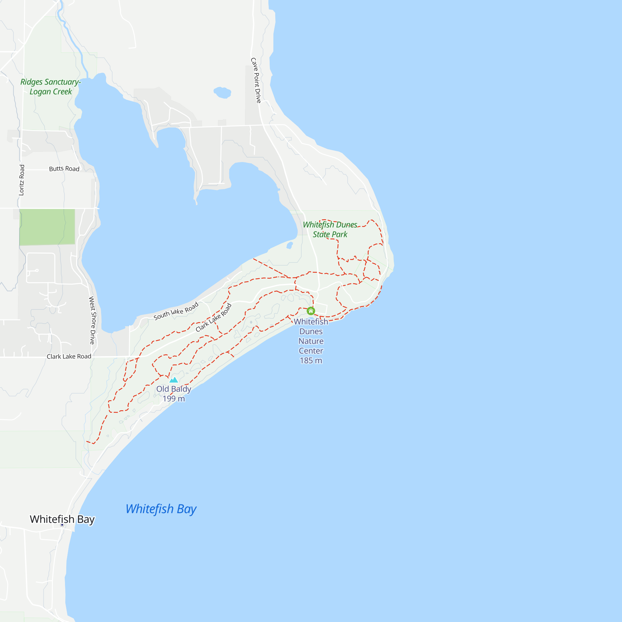 Whitefish Dunes Nature Center map