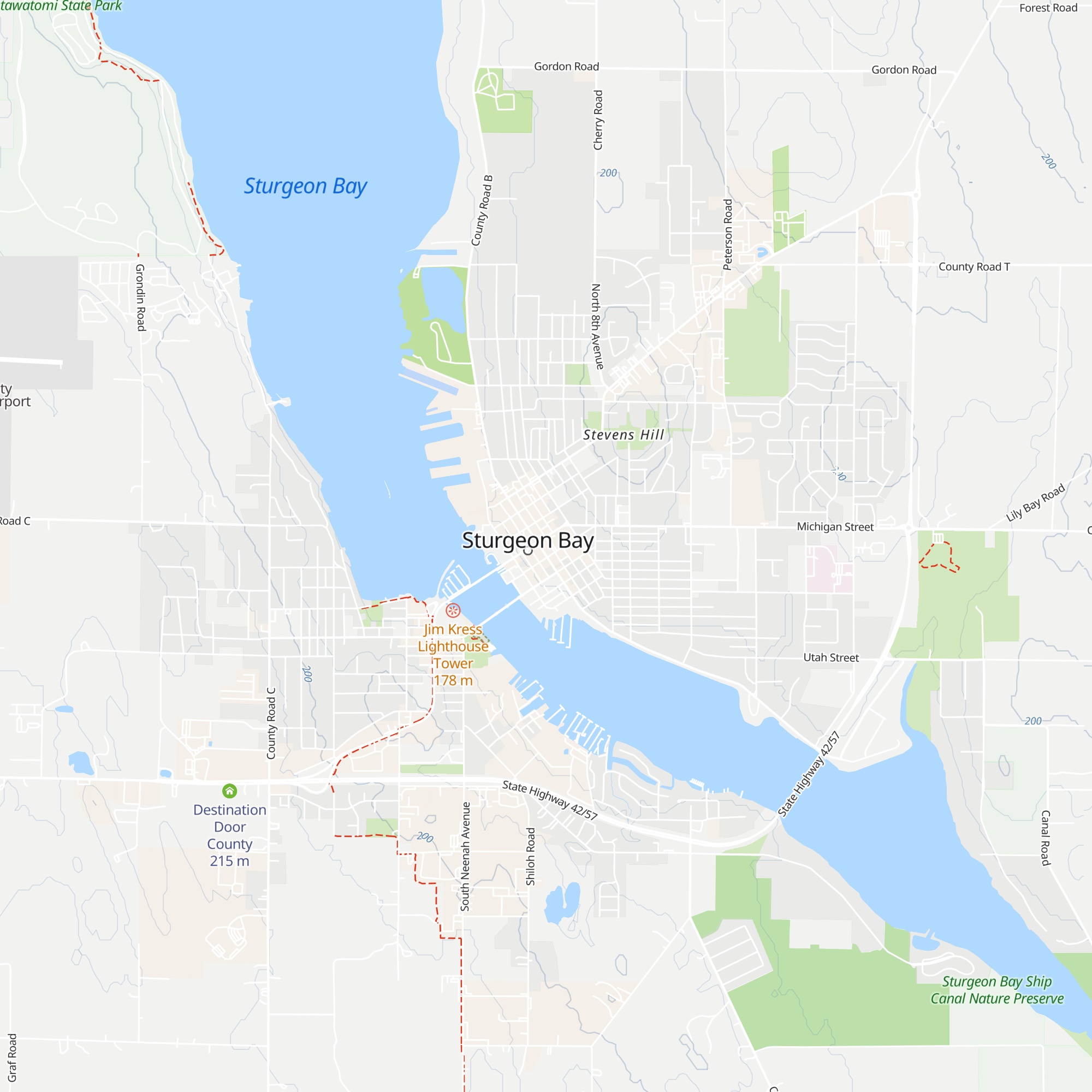 Destination Sturgeon Bay map