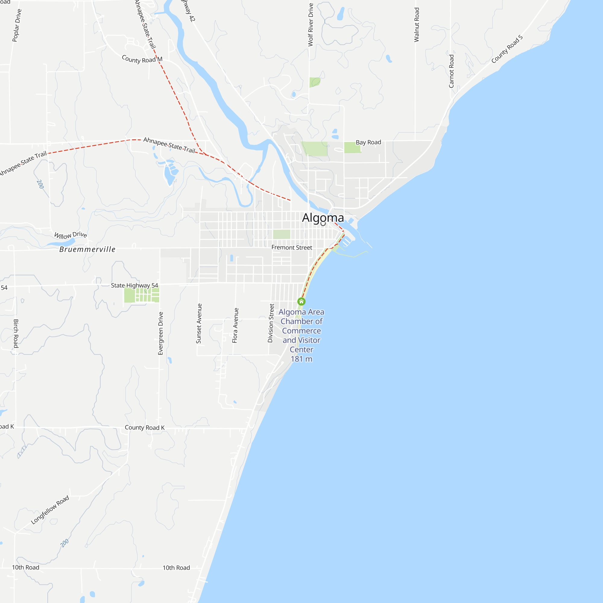 Algoma Area Chamber of Commerce and Visitor Center map