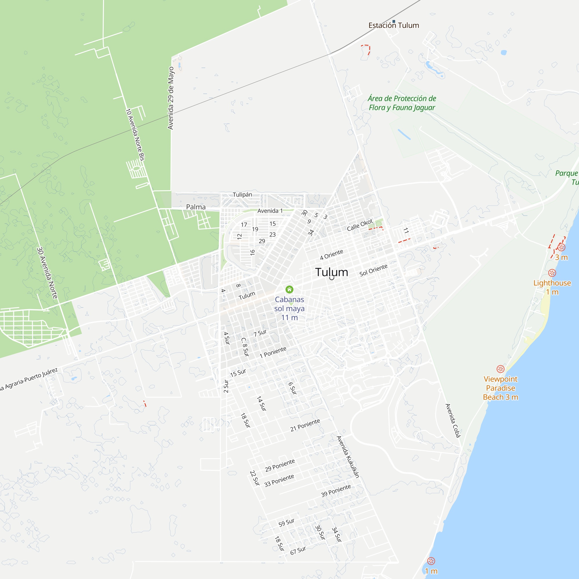 Cabanas sol maya map