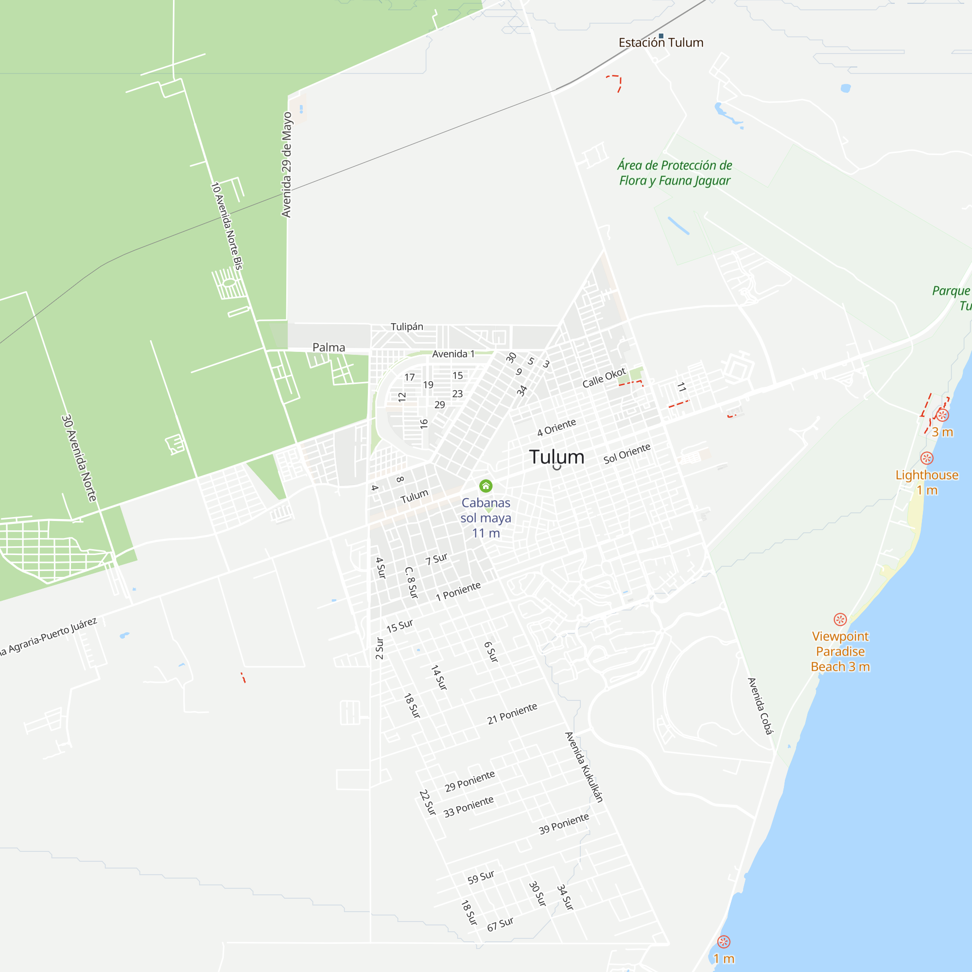 Cabanas sol maya map