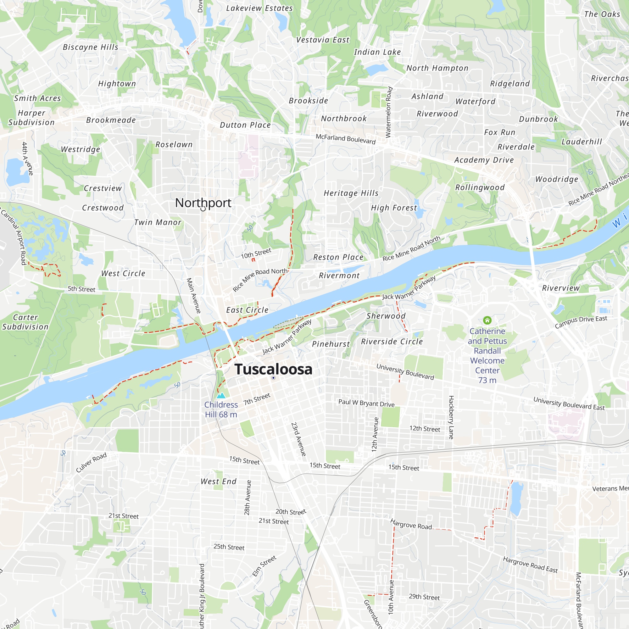 Tuscaloosa City Visitor Center map