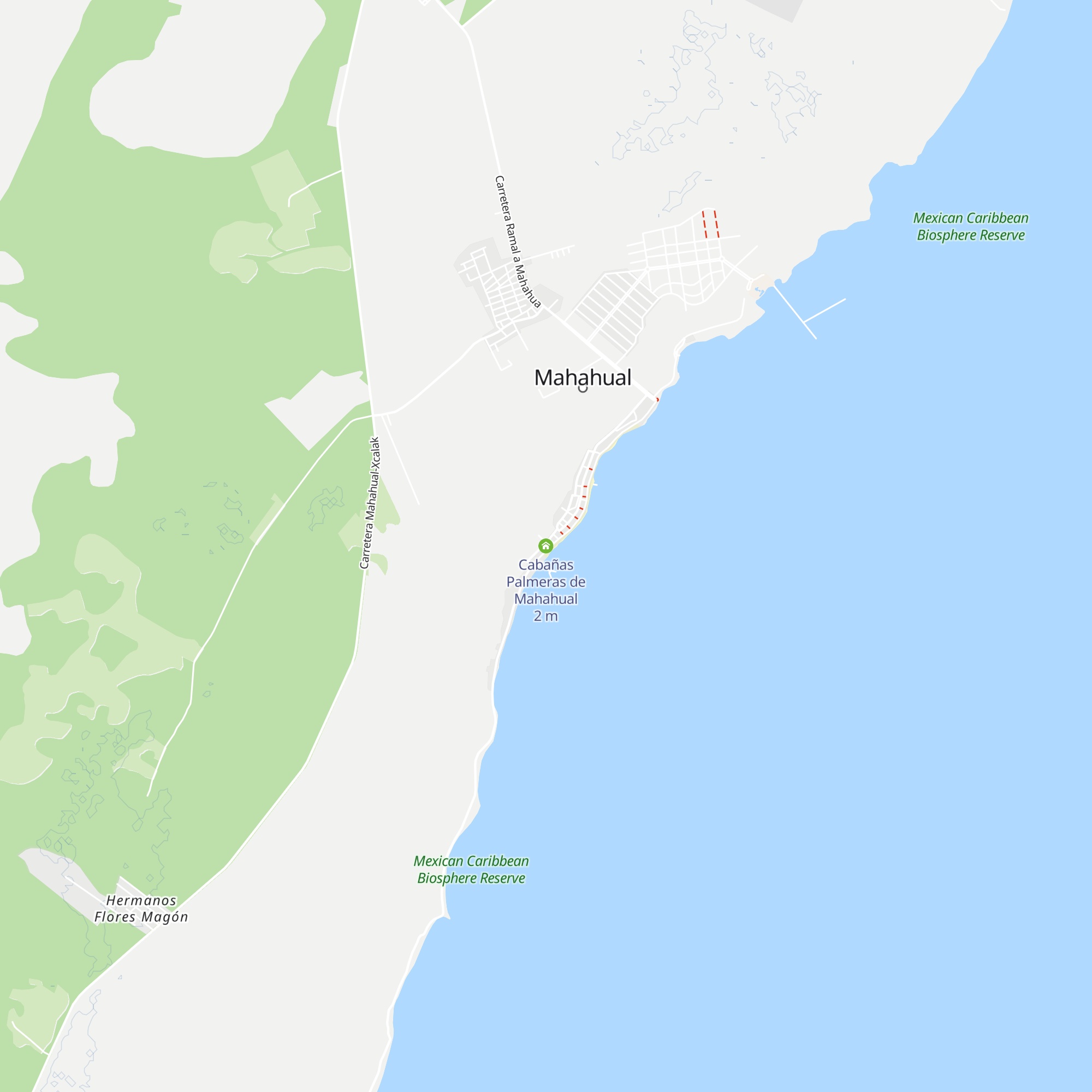Cabañas Palmeras de Mahahual map