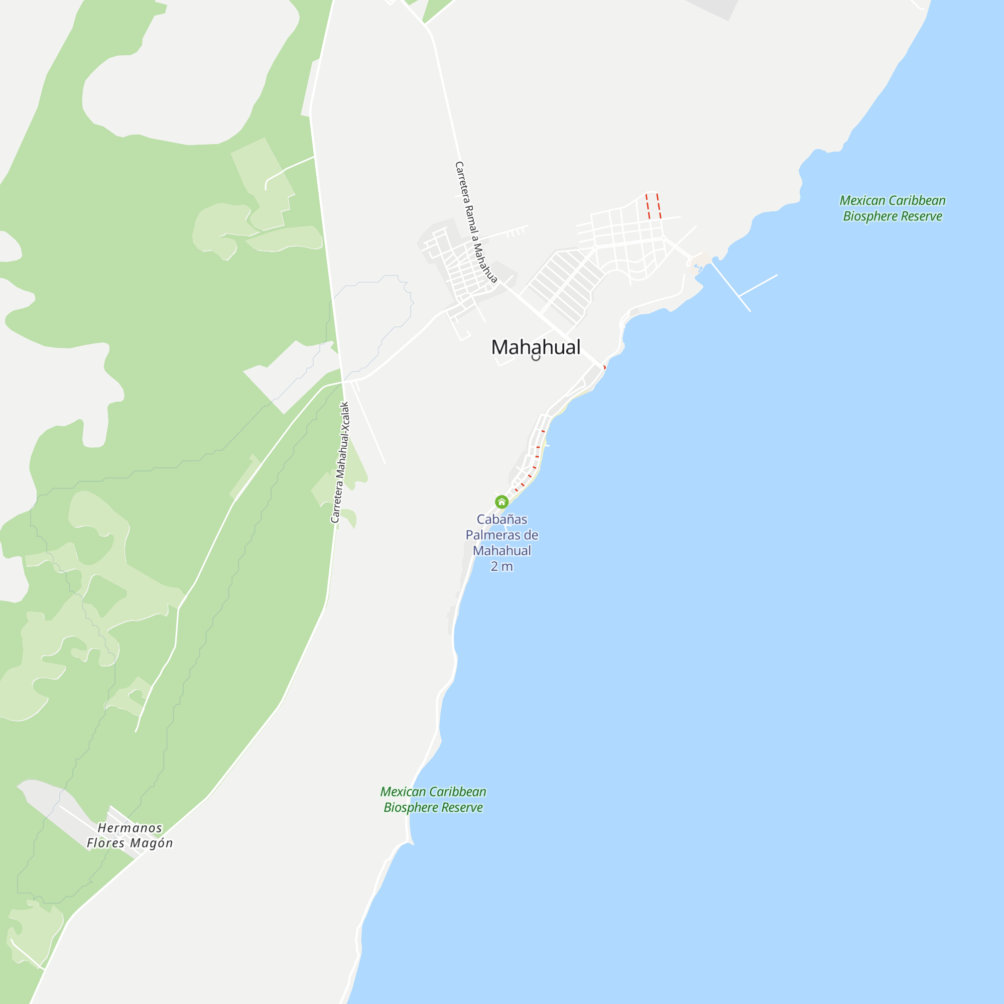 Cabañas Palmeras de Mahahual map