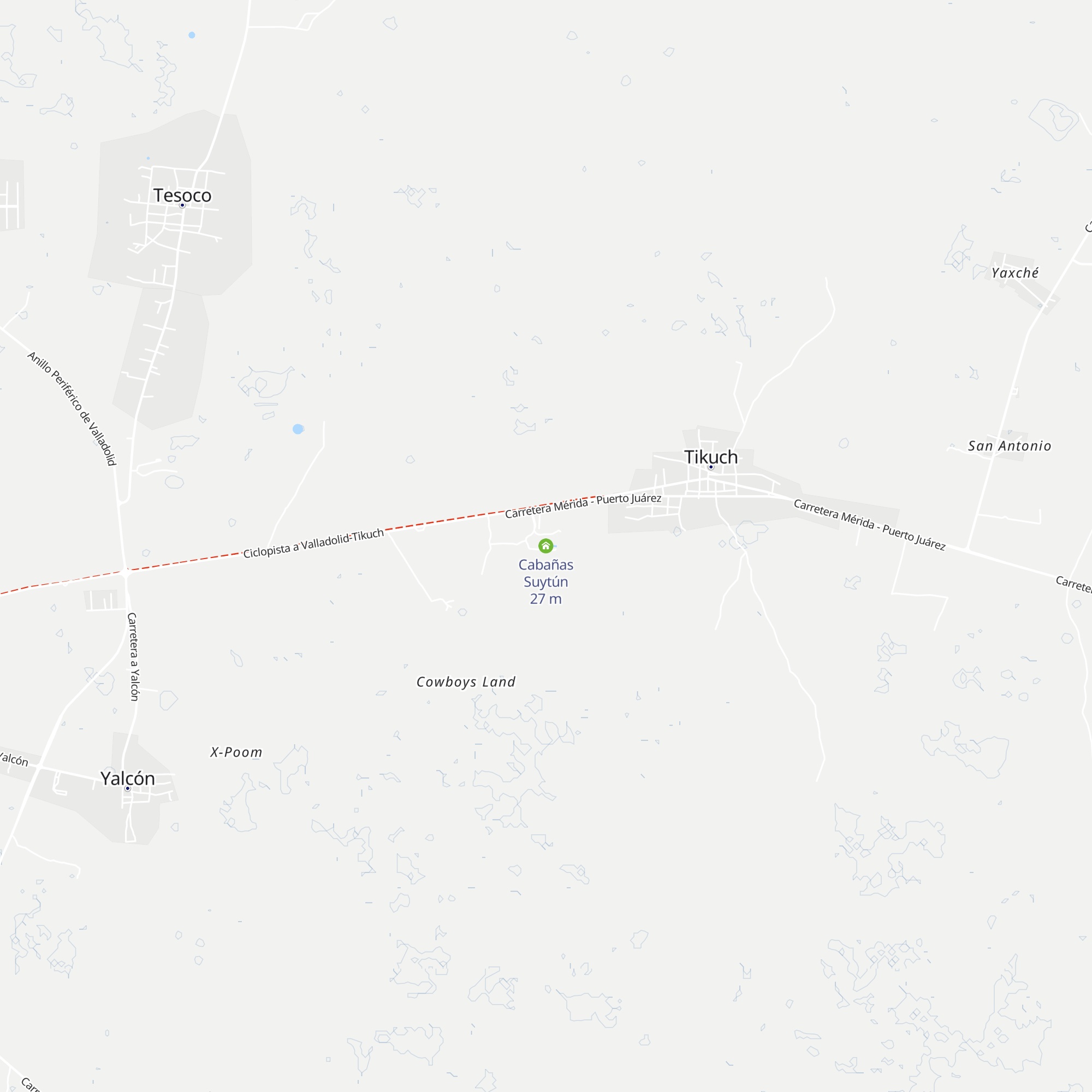 Cabañas Suytún map