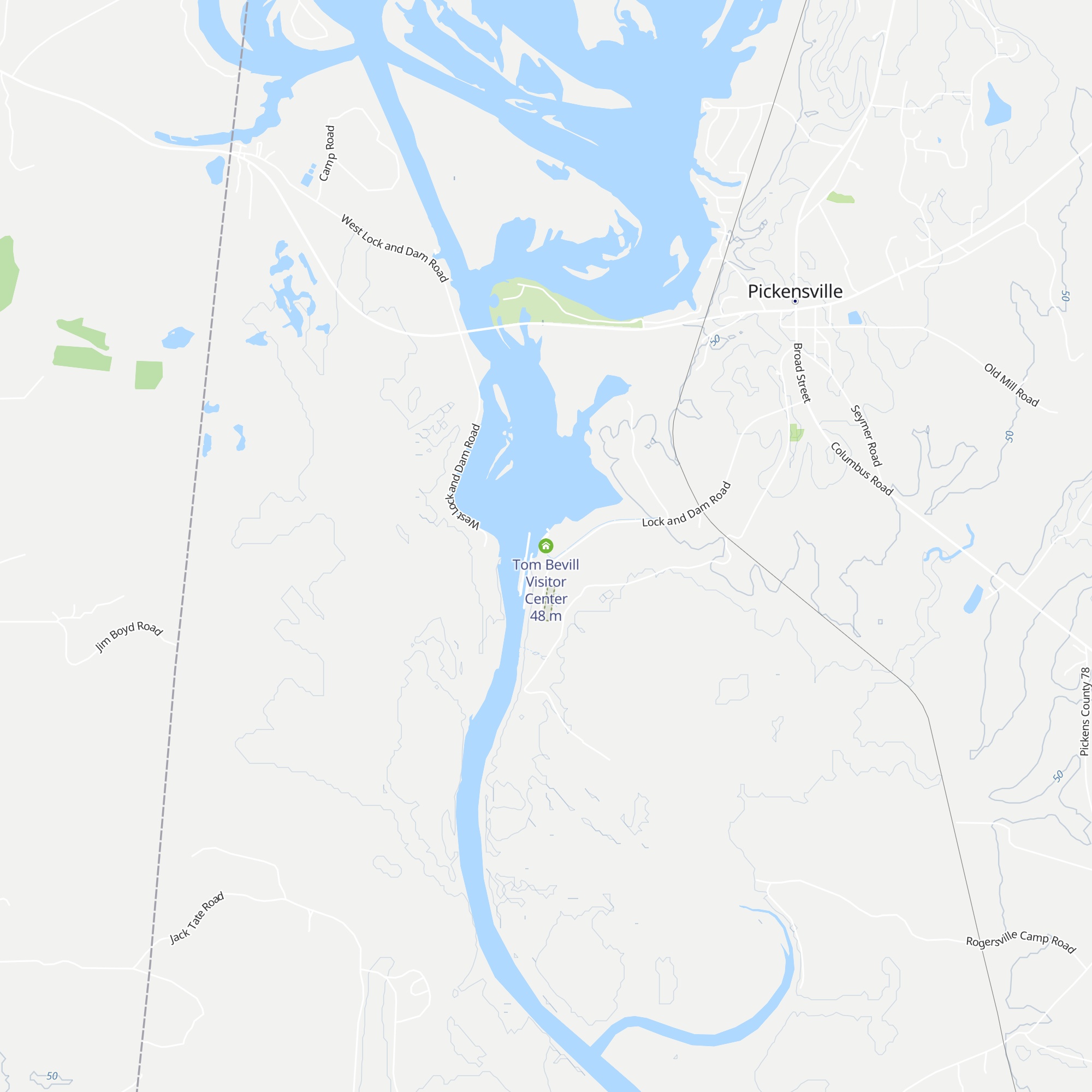Tom Bevill Visitor Center map