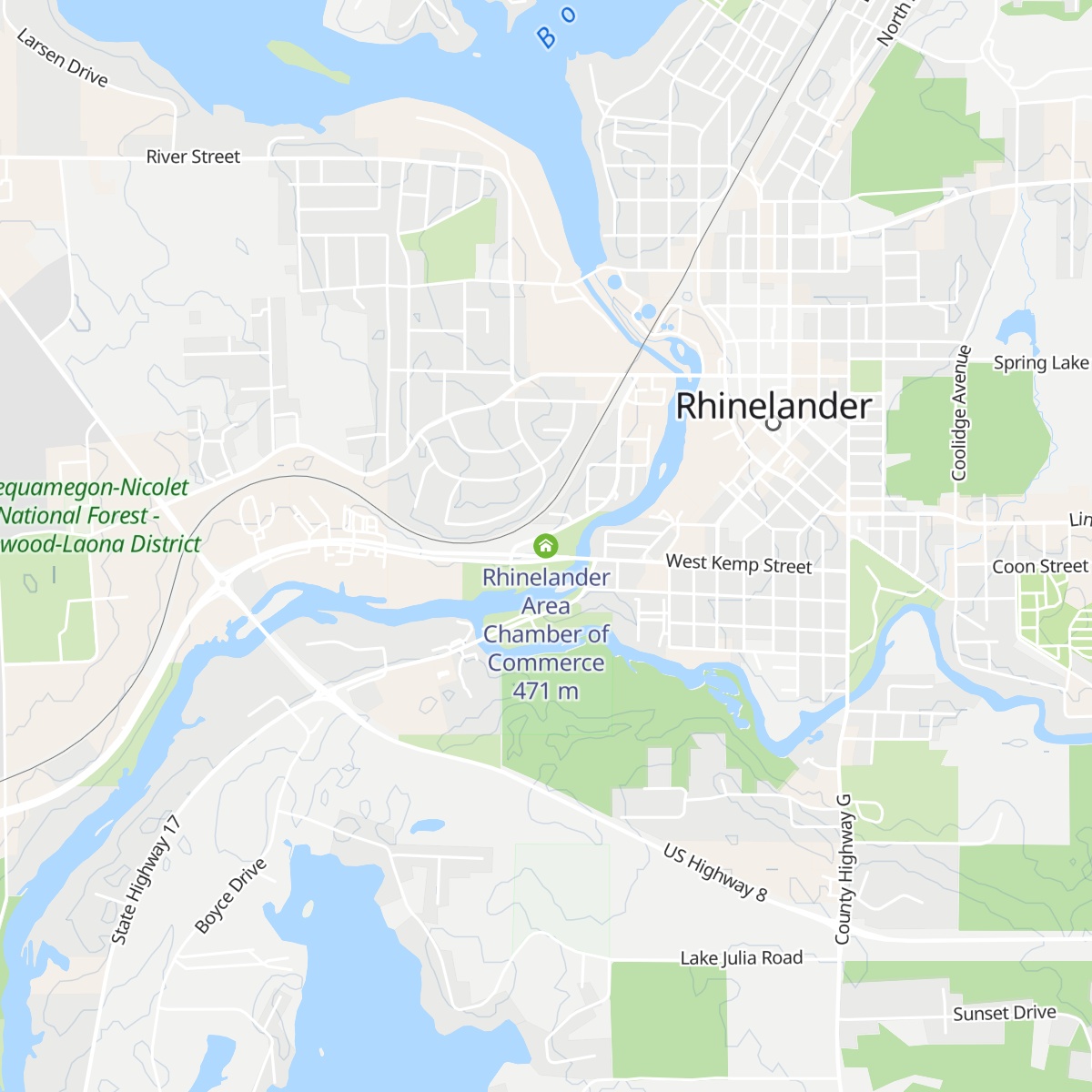 Rhinelander Area Chamber of Commerce map