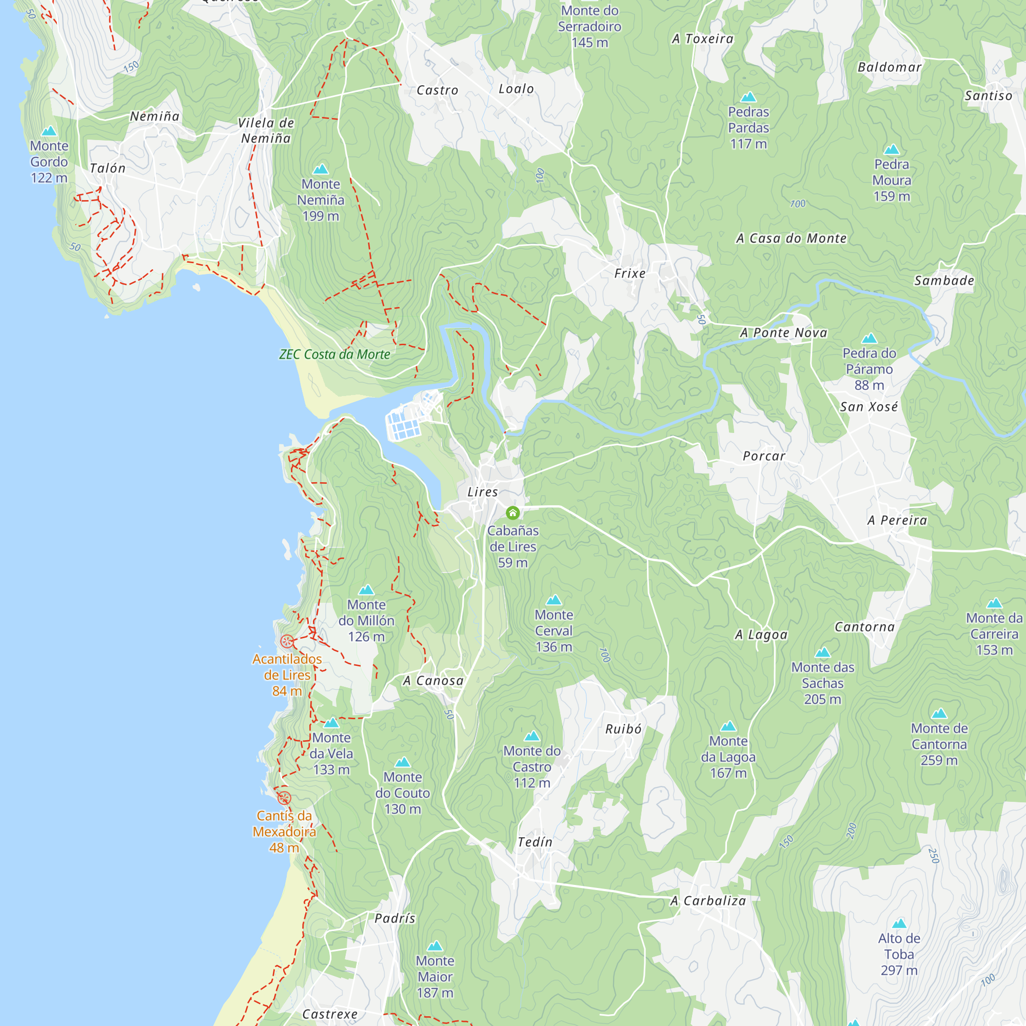 Cabañas de Lires map
