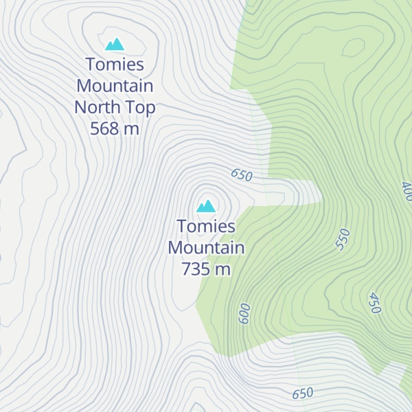 Map of Tomies Mountain