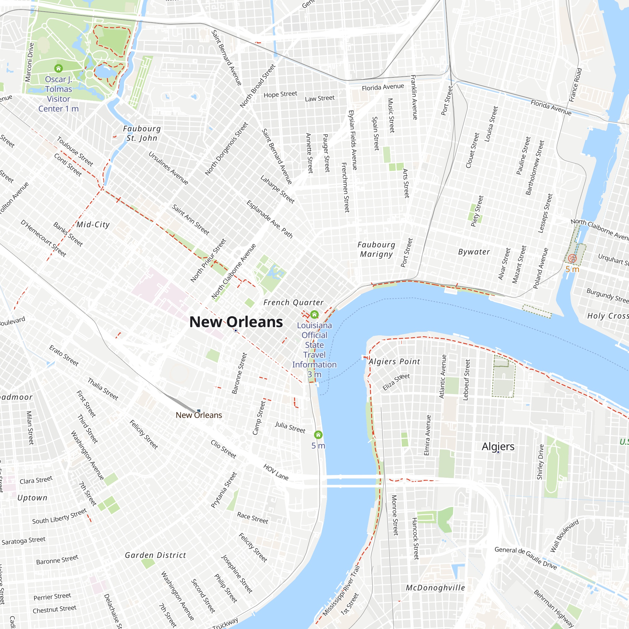 Louisiana Official State Travel Information map