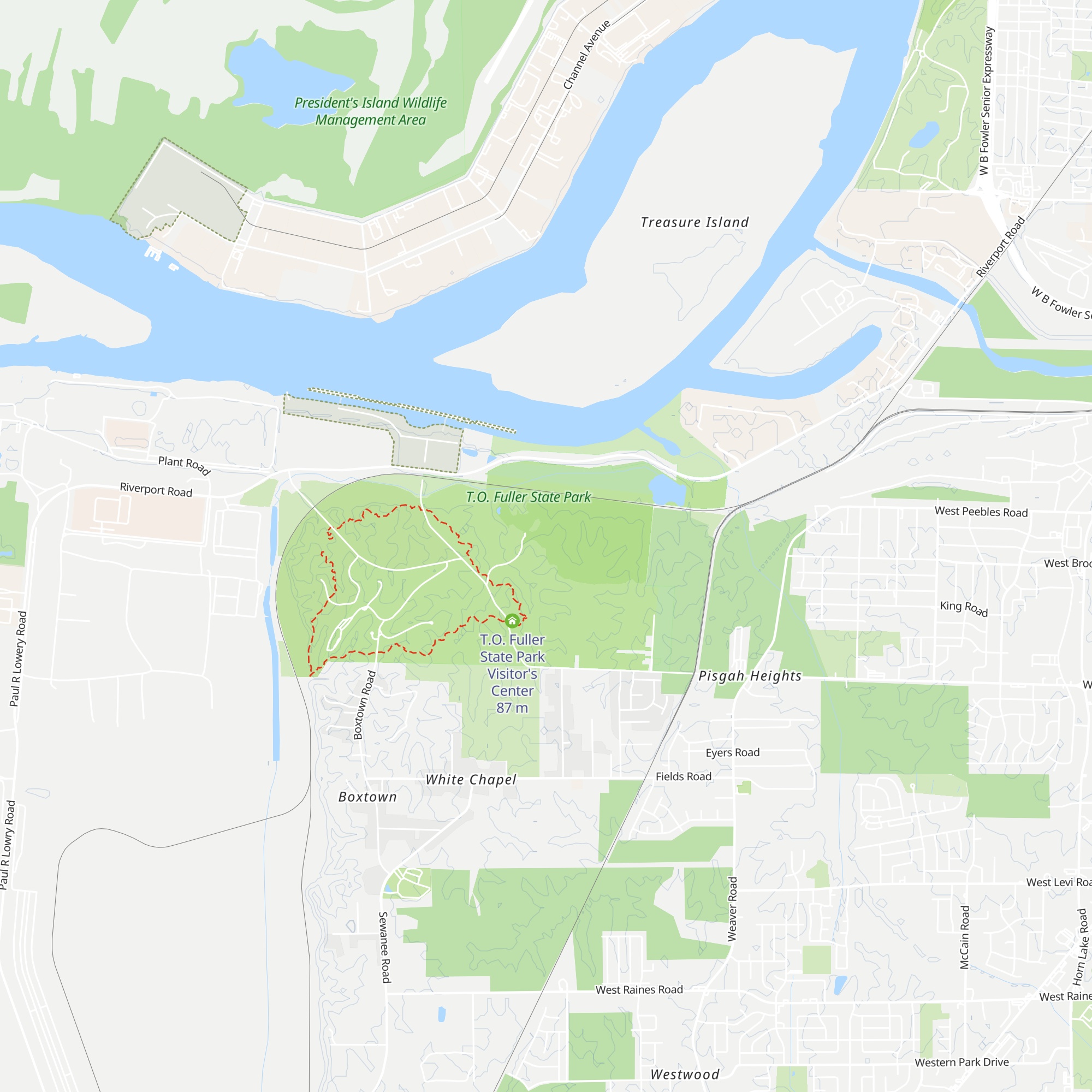 T.O. Fuller State Park Intrepretive Center map