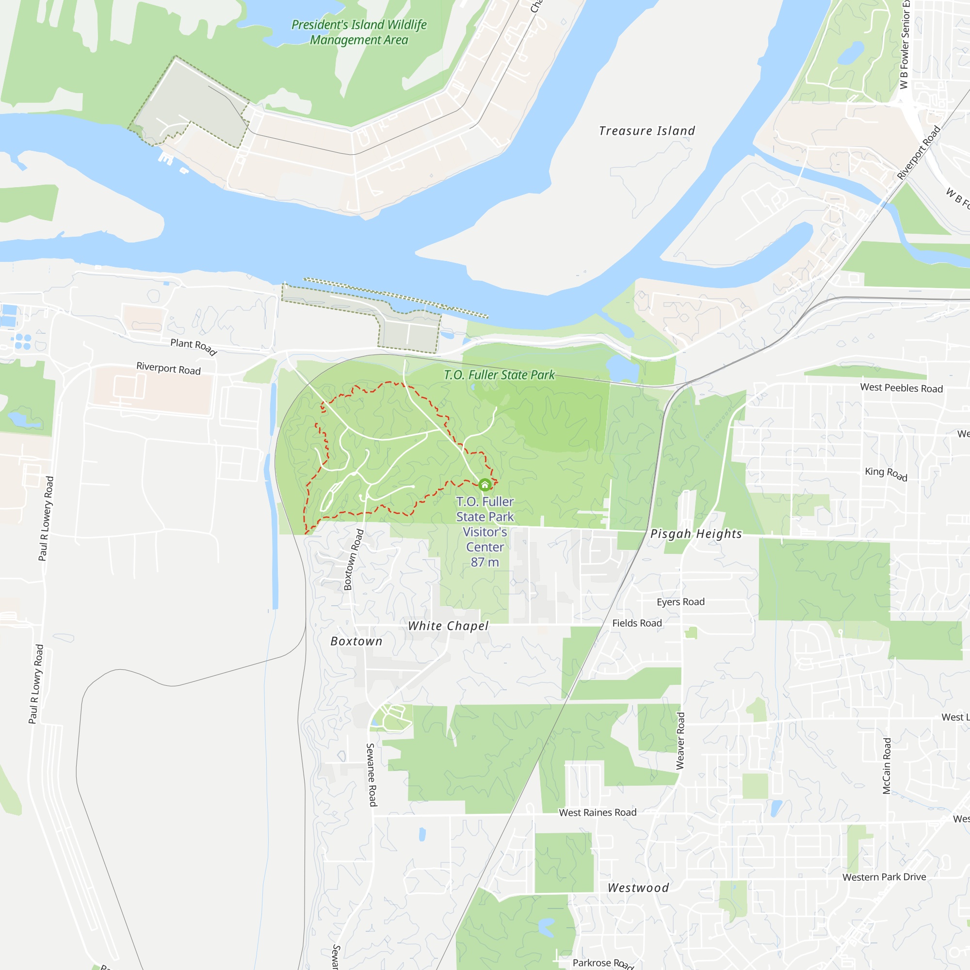 T.O. Fuller State Park Visitor's Center map