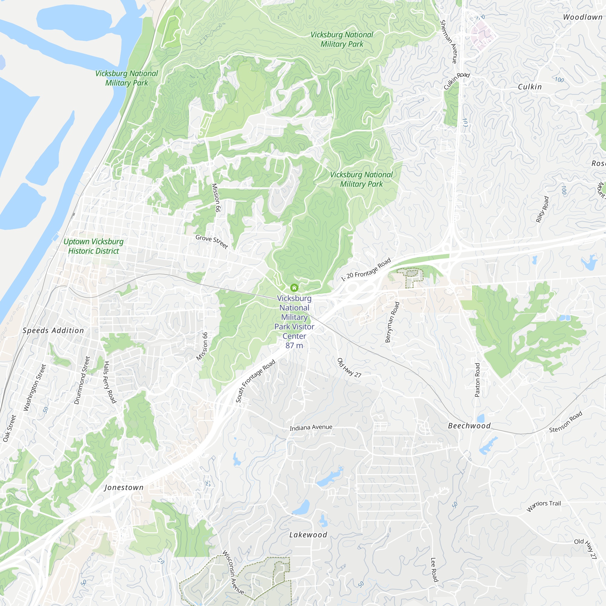 Vicksburg Convention and Visitors Bureau map