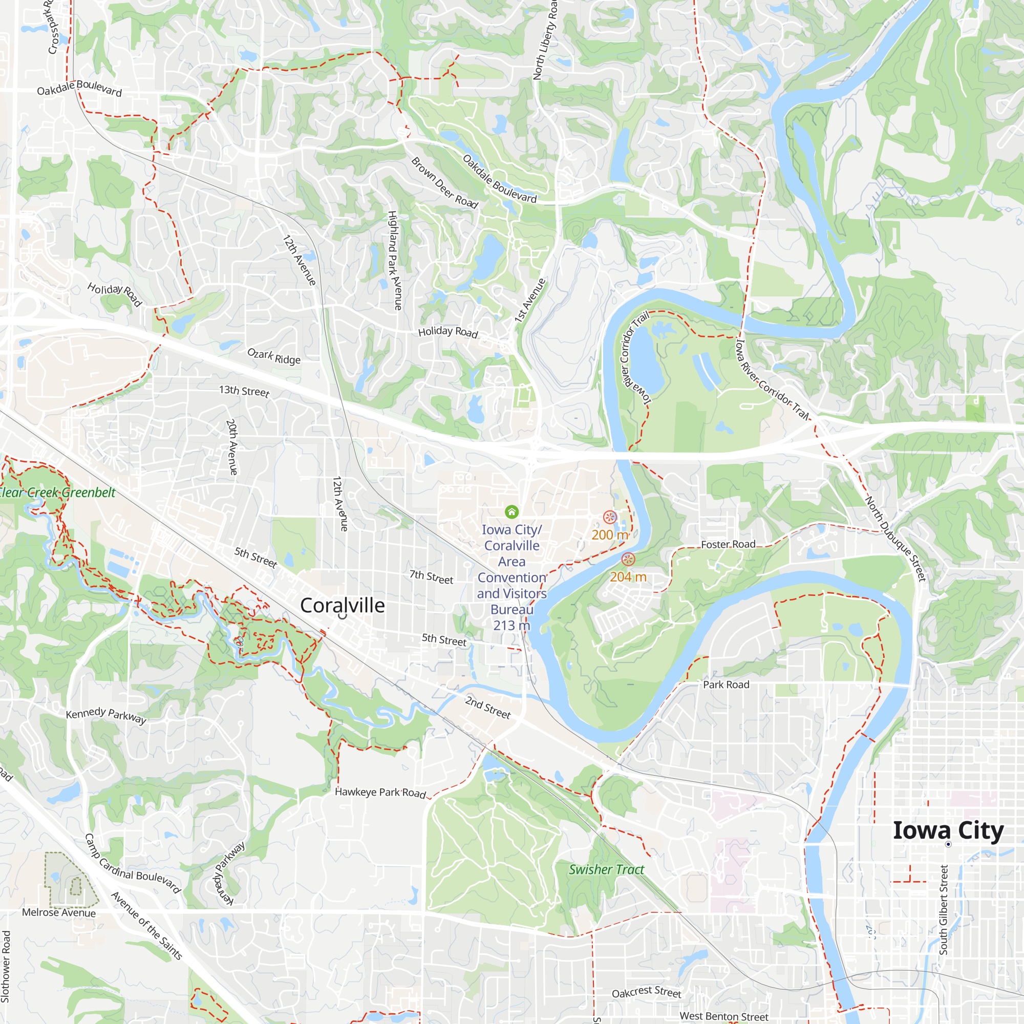 Iowa City/Coralville Area Convention and Visitors Bureau map