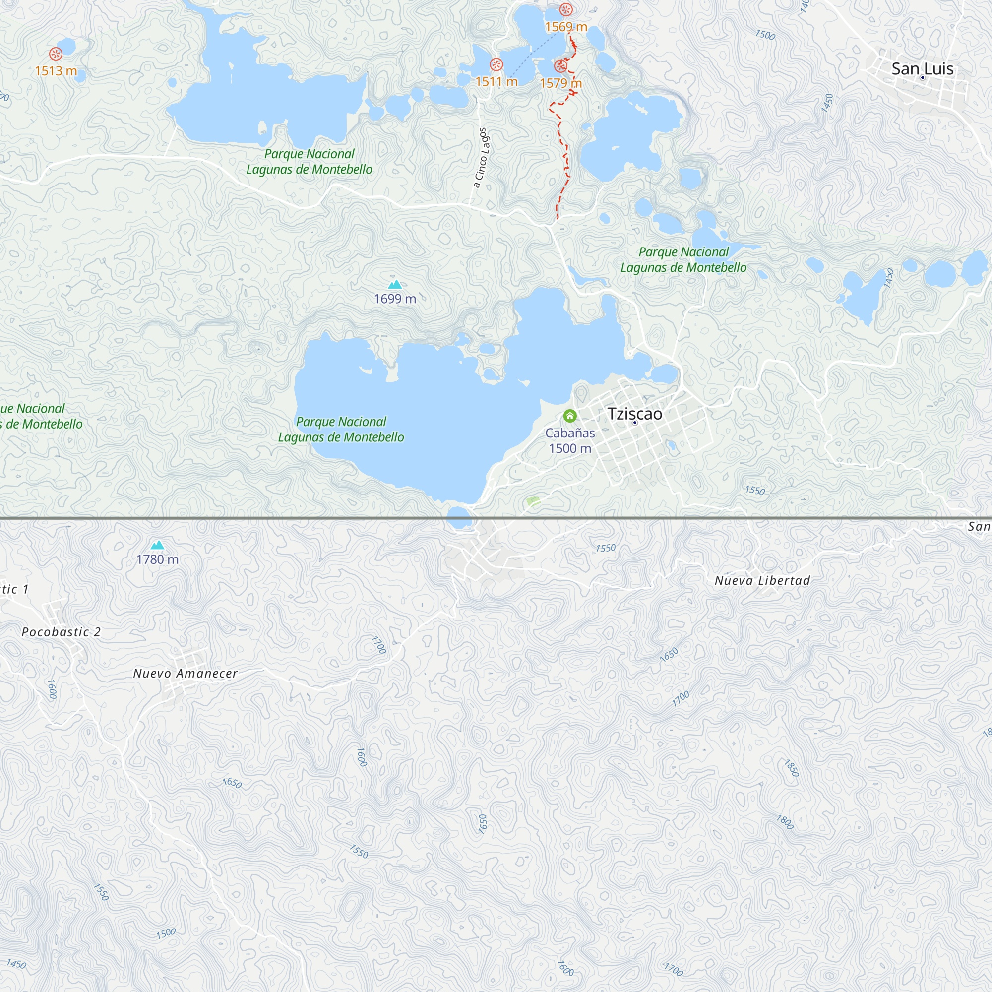 Cabañas Internacional Tziscao map