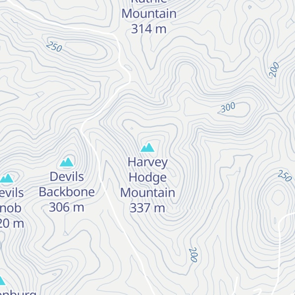 Map of Harvey Hodge Mountain