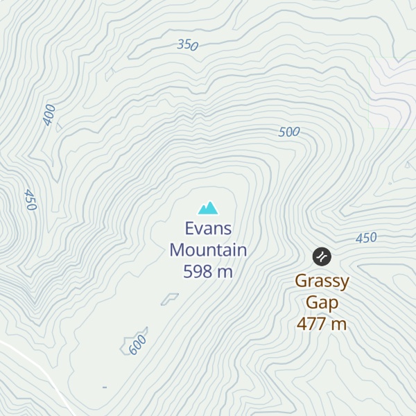 Map of Evans Mountain