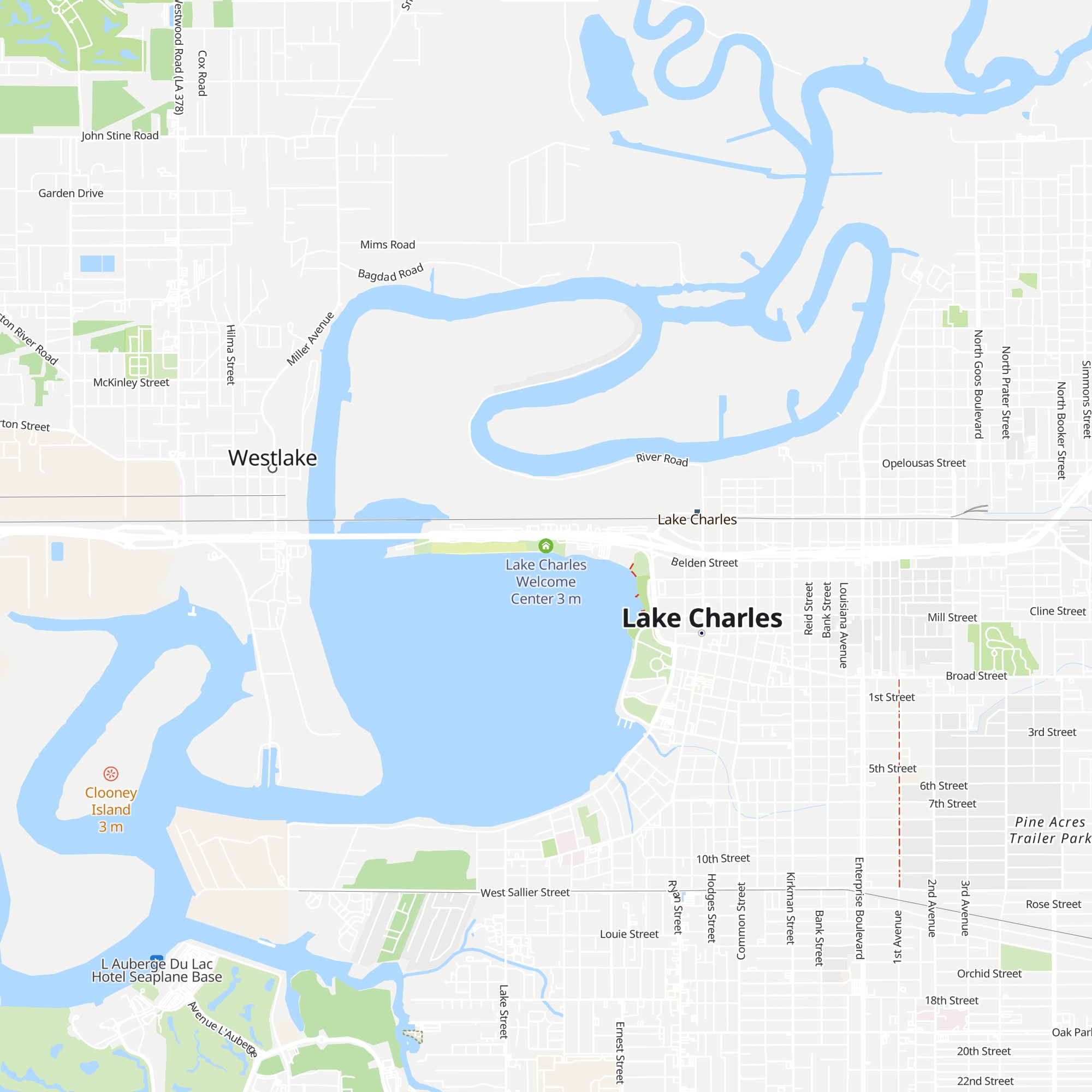 Lake Charles Welcome Center map