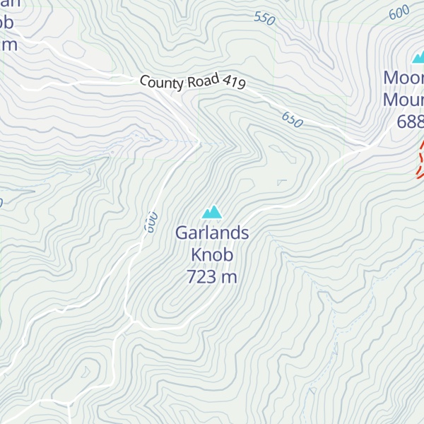 Map of Garlands Knob