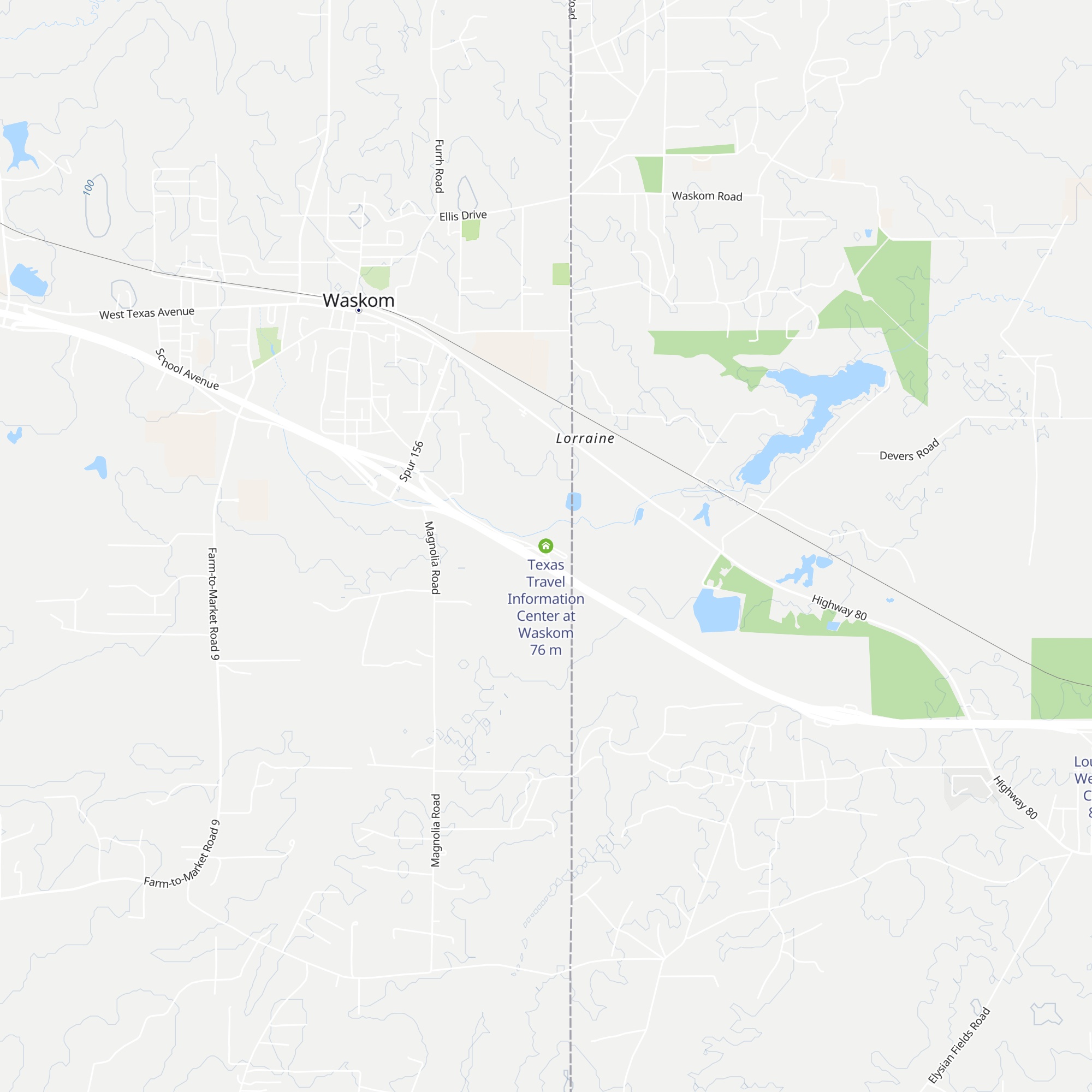 Texas Travel Information Center at Waskom map