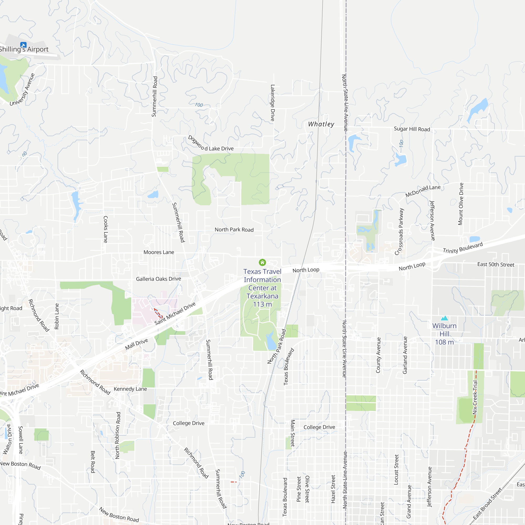 Texas Travel Information Center at Texarkana map