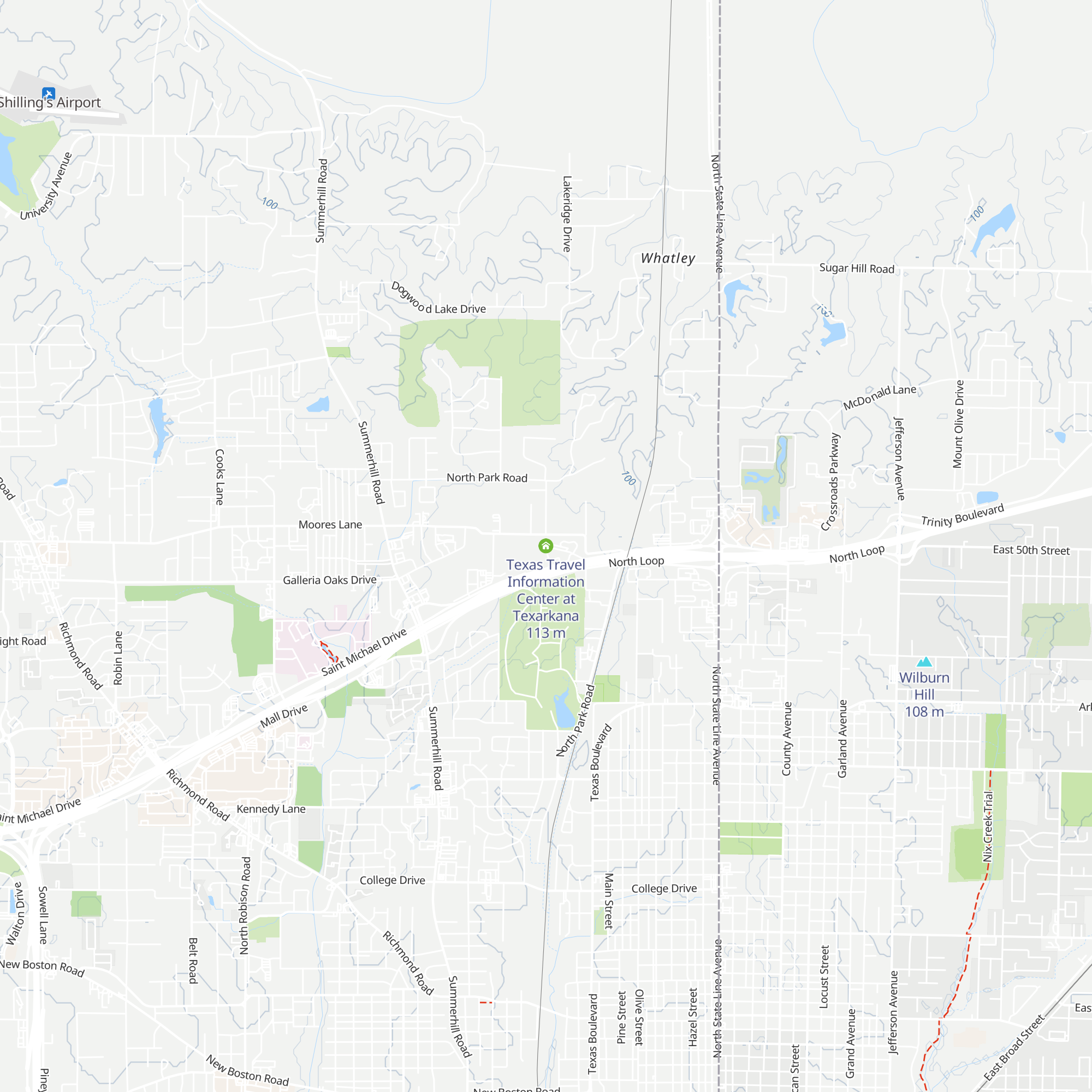 Texas Travel Information Center at Texarkana map