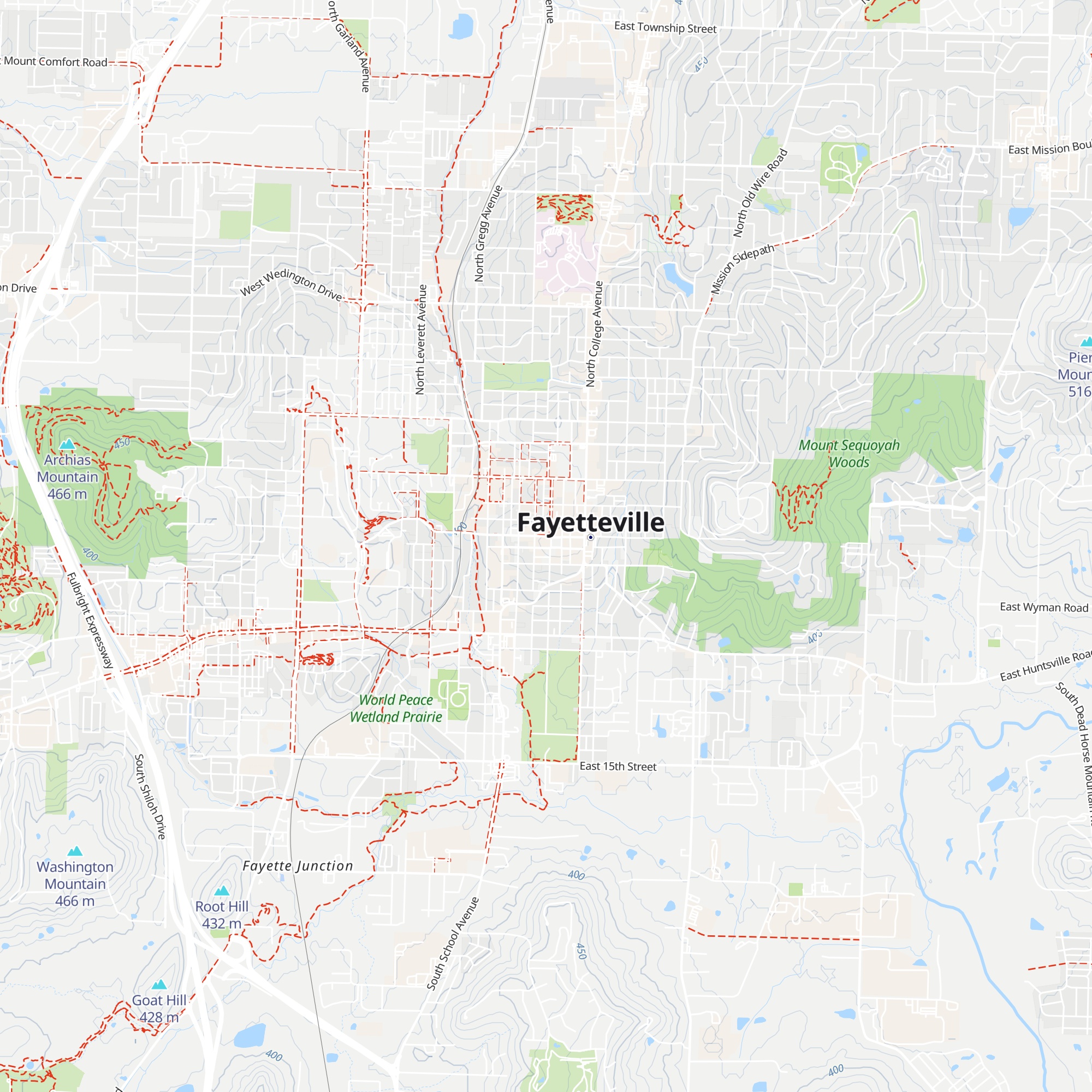 Fayetteville Visitors Bureau map