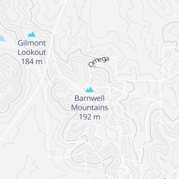 Map of Barnwell Mountains