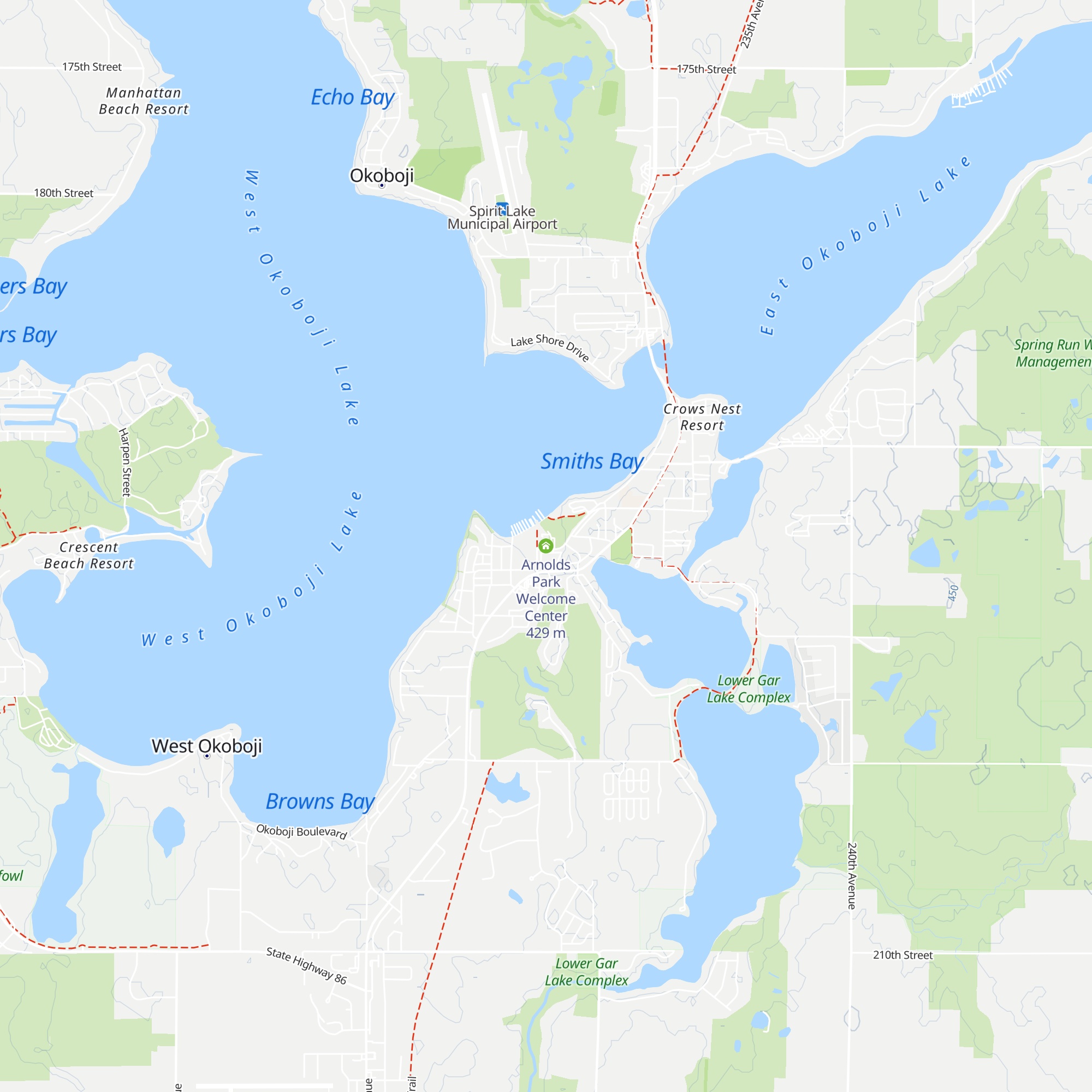 Arnolds Park Welcome Center map