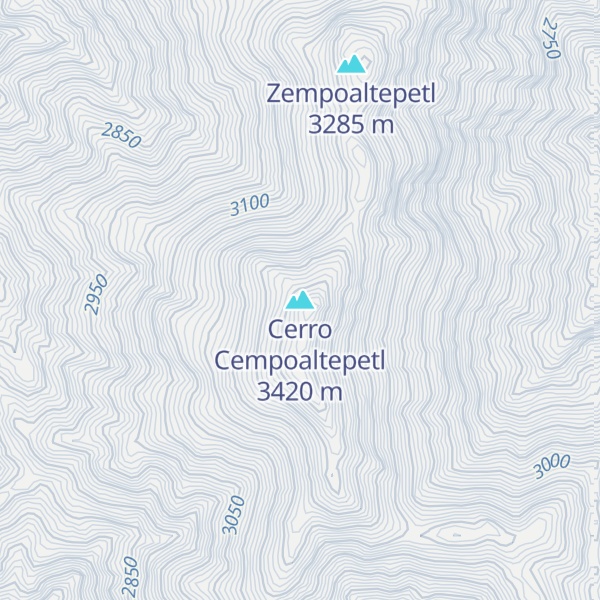 Map of Cerro Cempoaltepetl