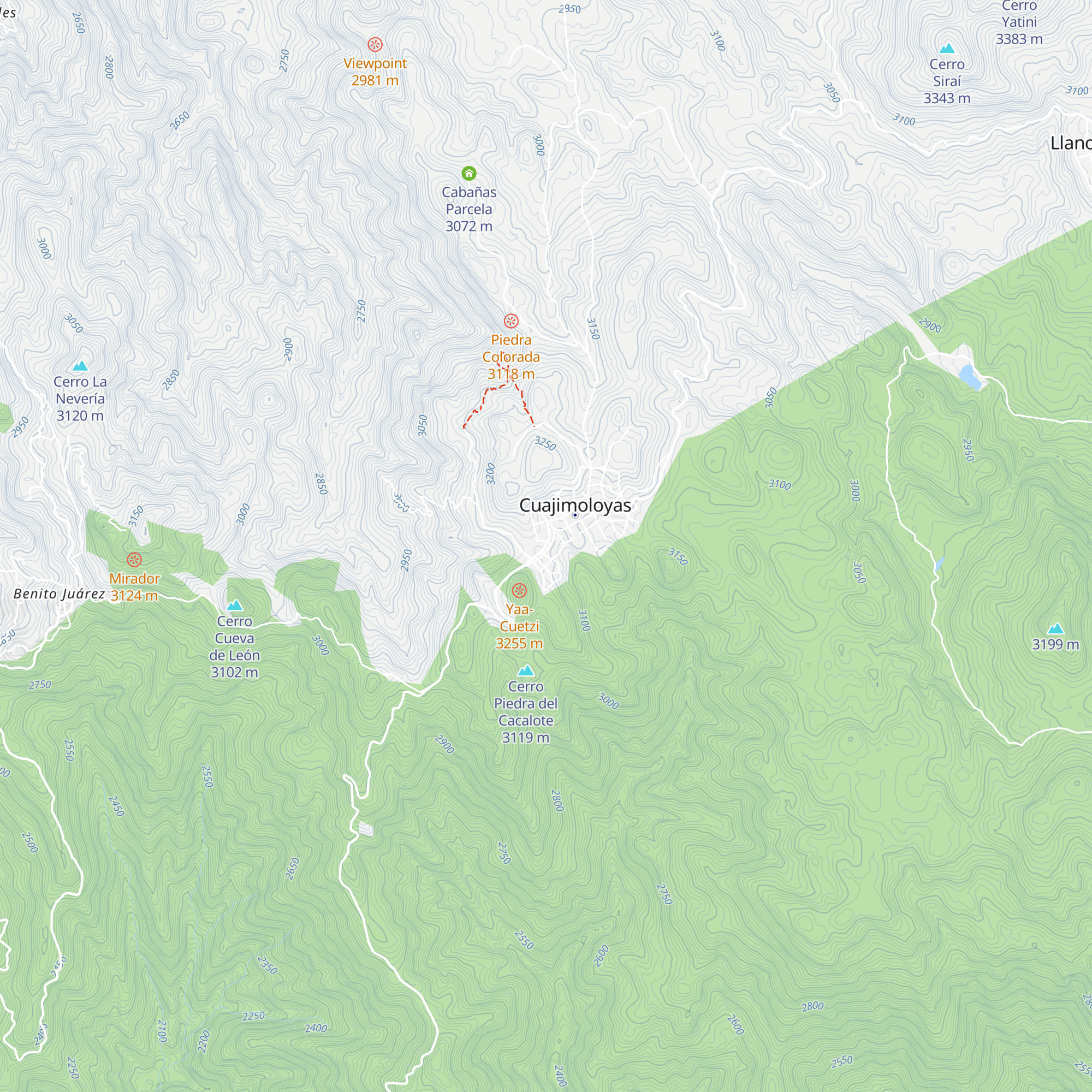 Expediciones Yaacuetzi Cuajimoloyas - Expediciones Sierra Norte map