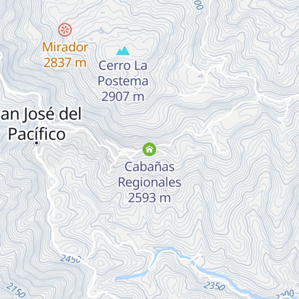 Map of Cabañas Regionales