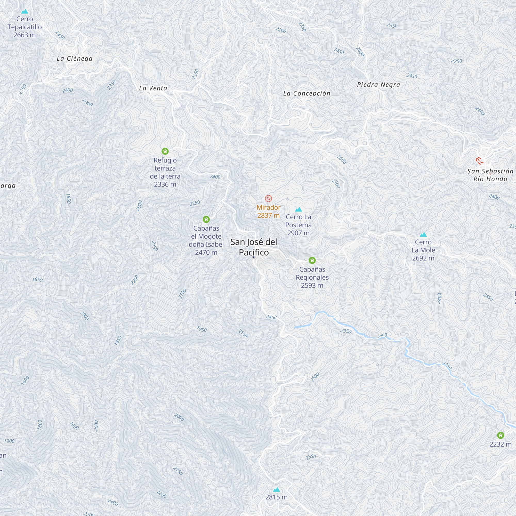 Cabañas San José map