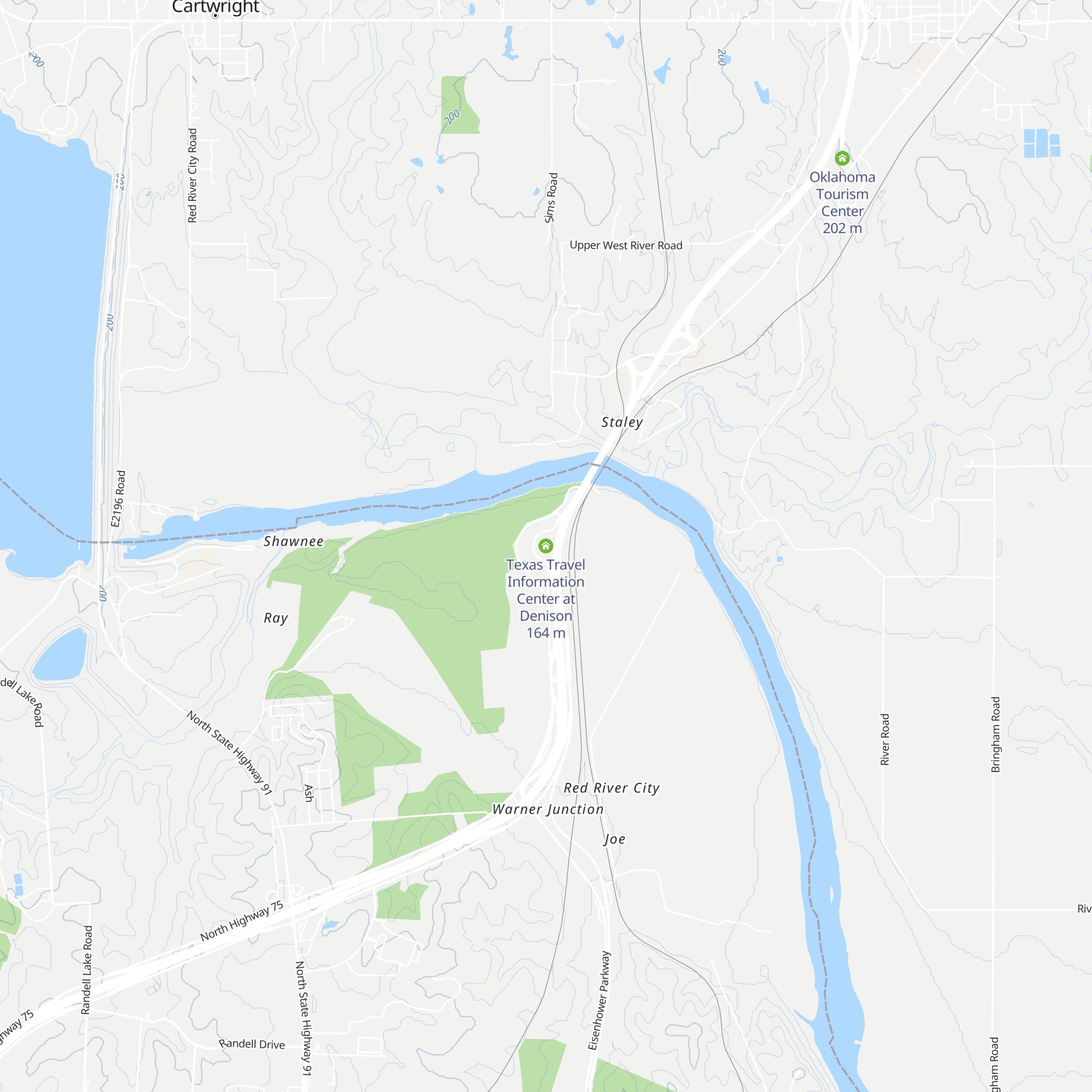 Texas Travel Information Center at Denison map