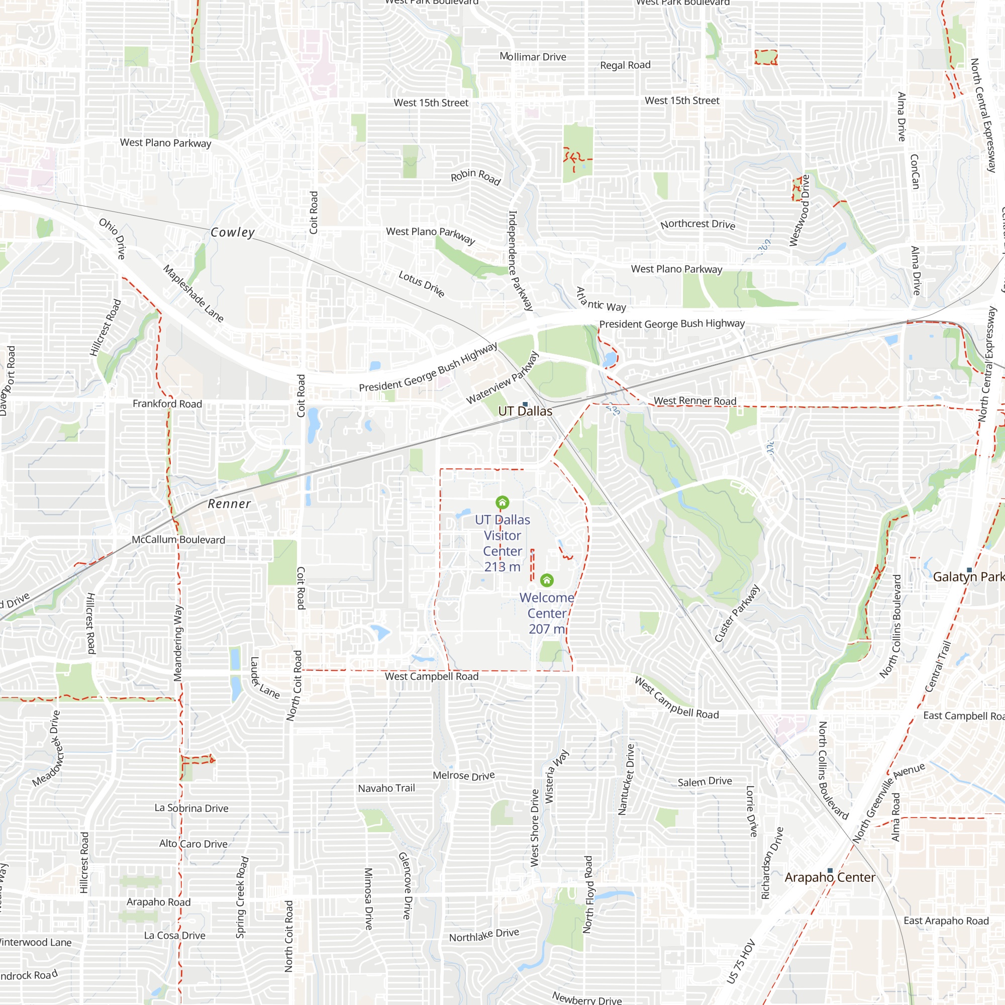 UT Dallas Visitor Center map