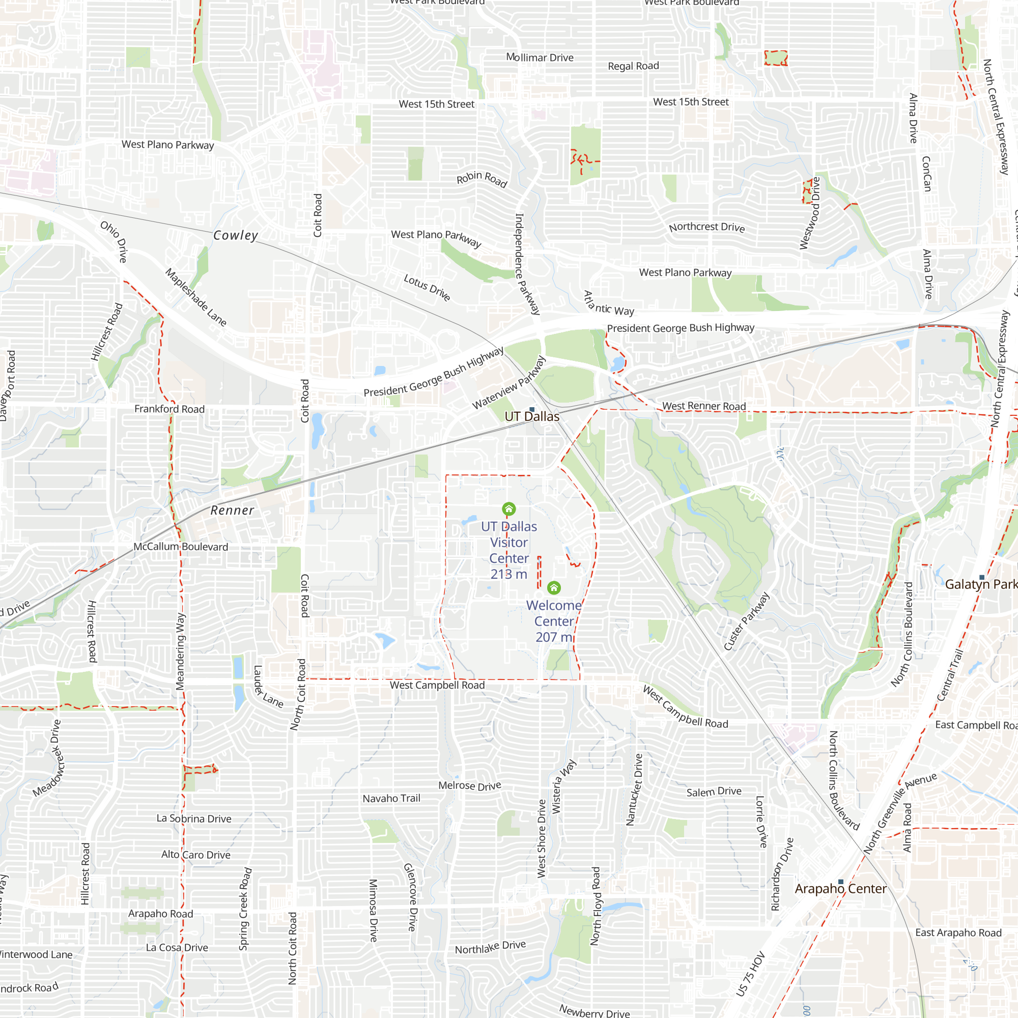 UT Dallas Visitor Center map