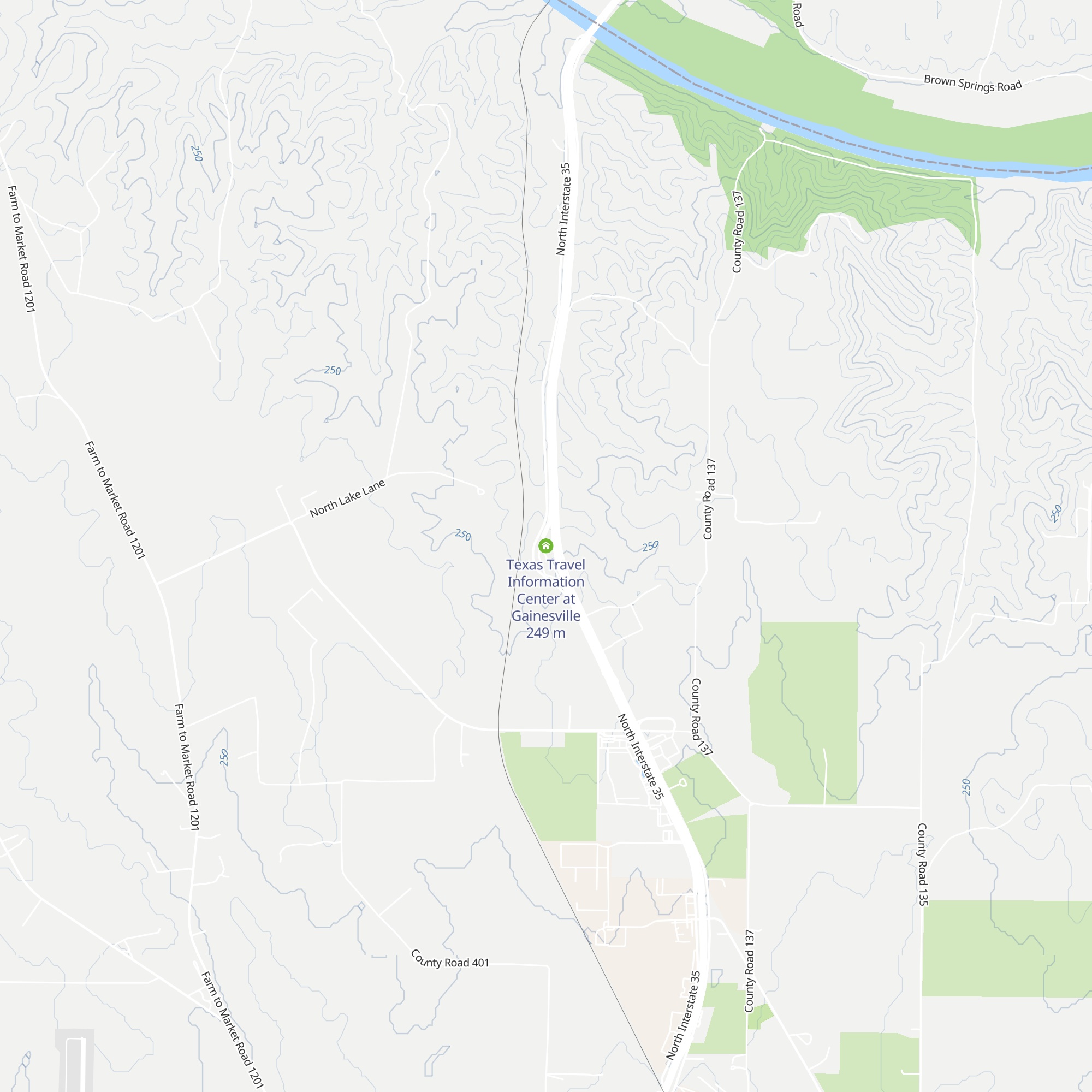 Texas Travel Information Center at Gainesville map