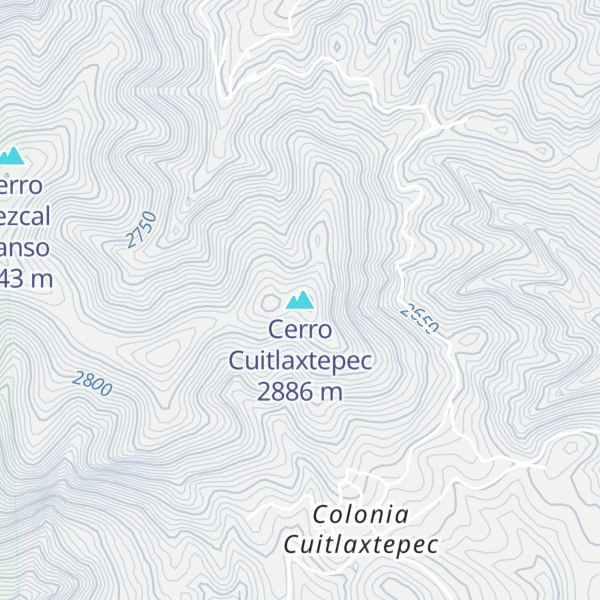 Map of Cerro Cuitlaxtepec