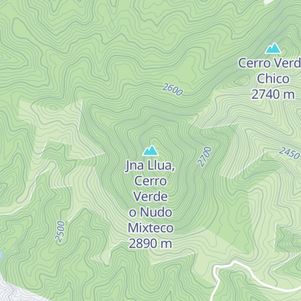Map of Jna Llua, Cerro Verde o Nudo Mixteco
